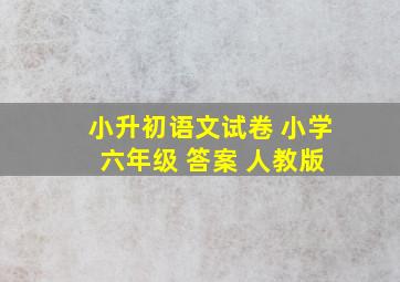 小升初语文试卷 小学 六年级 答案 人教版